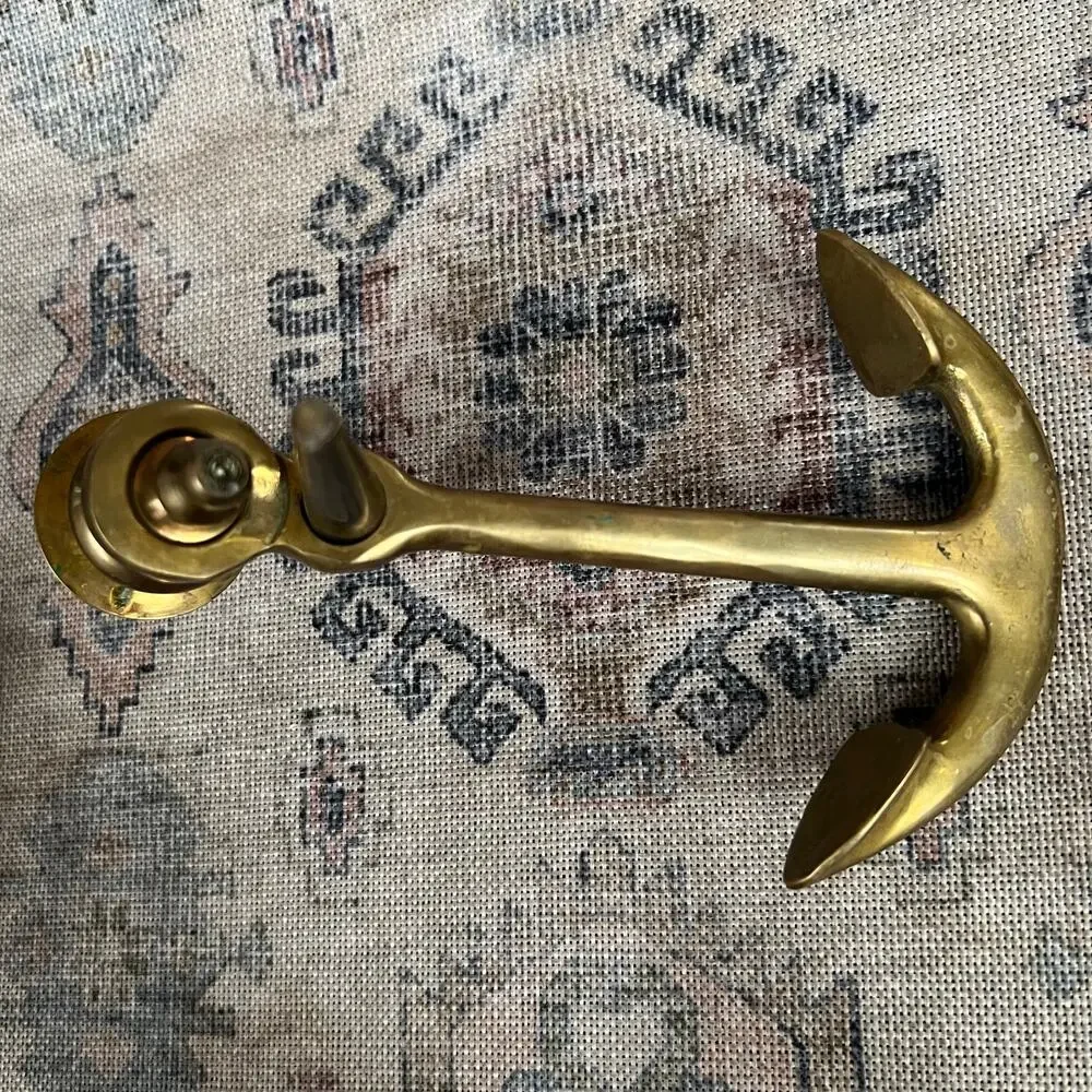 Vintage 60s Brass Anchor Candlestick Coastal‎ Nautical Decor